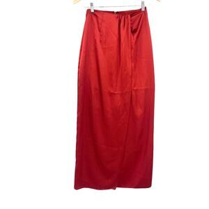 Asos Maxi Wrap Satin Skirt Sz 0 Rust Y2K Minimalist Formal Bias Sleek Modern
